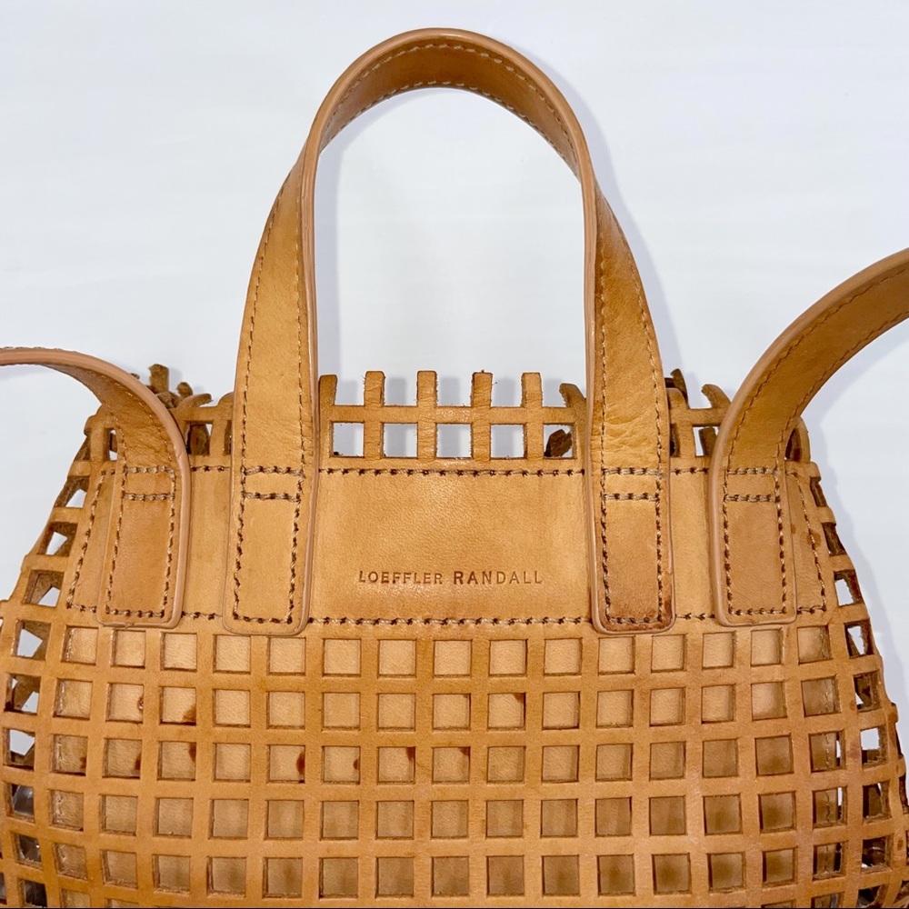Loeffler Randall Camel Brown Leather Perforated Tassel Backpack - Picture 8 of 15